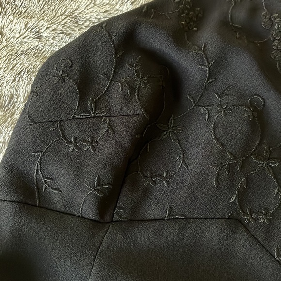 Long Black mermaid dress embroidered 2 fit & flare formal fancy sleeveless 2P - Picture 5 of 12